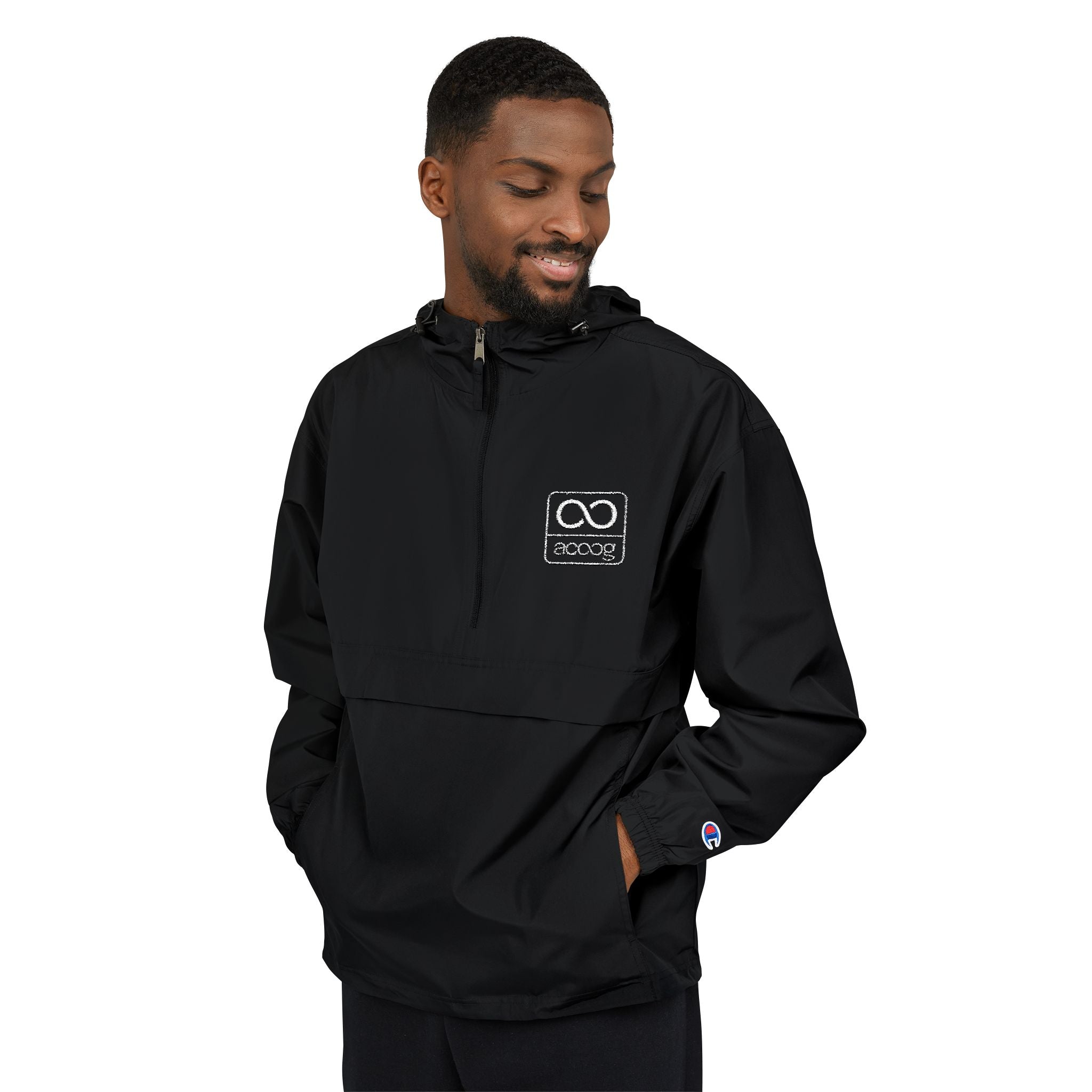 ACOOG Checkerboard Sun Icon Anorak Jacket | Packable Hooded Windbreaker