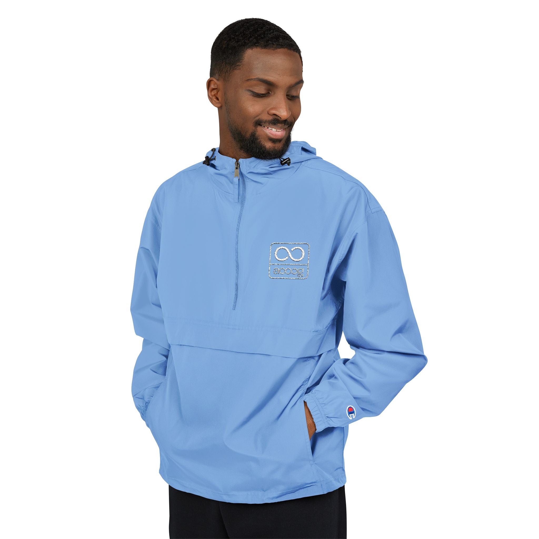 ACOOG Checkerboard Sun Icon Anorak Jacket | Packable Hooded Windbreaker