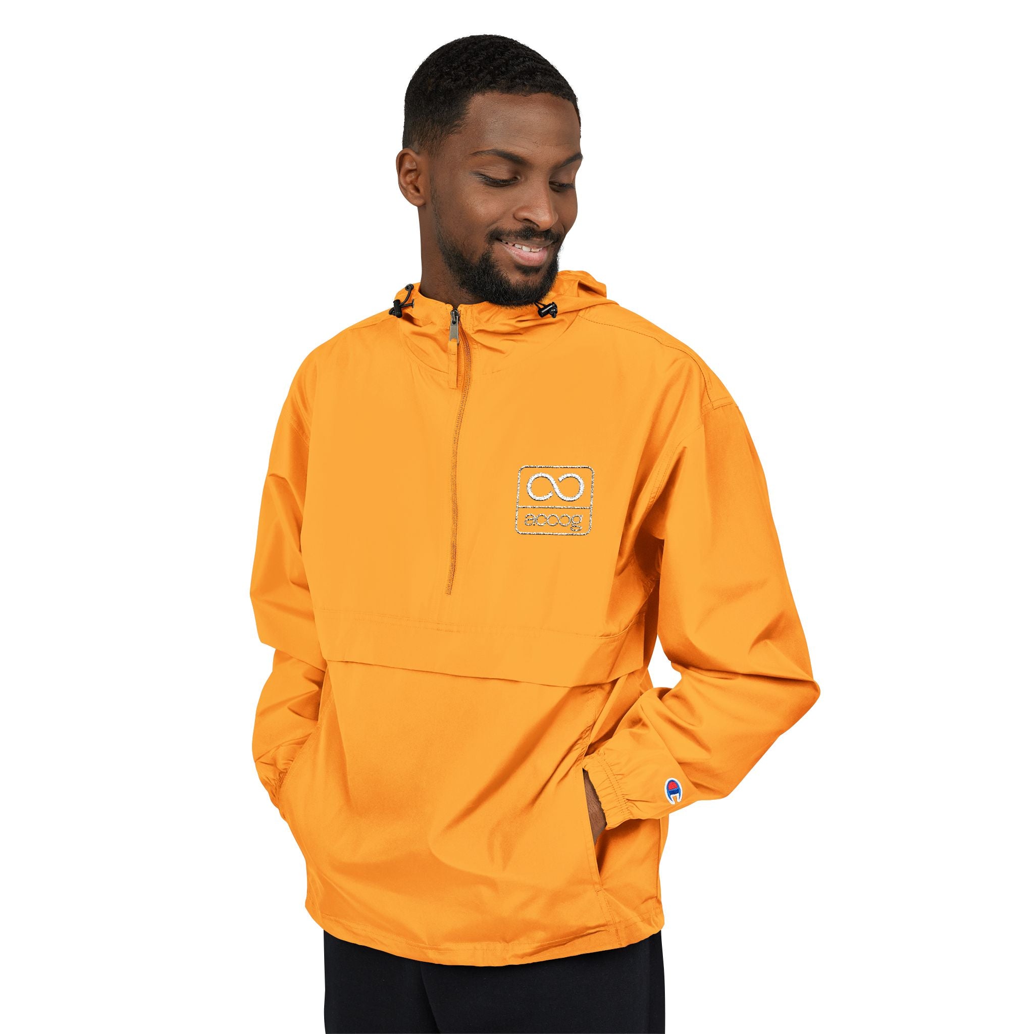 ACOOG Checkerboard Sun Icon Anorak Jacket | Packable Hooded Windbreaker
